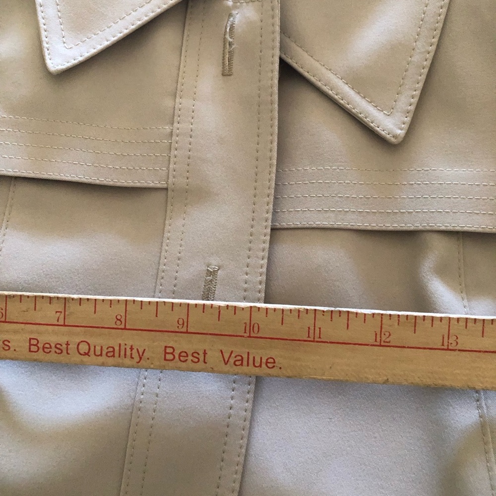 Women's Beige Long Trench Coat with Tie Belt - Picture 12 of 16